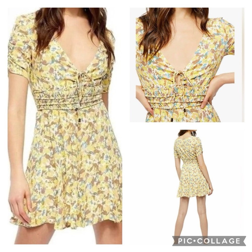 Free People Yellow Floral Mini Dress